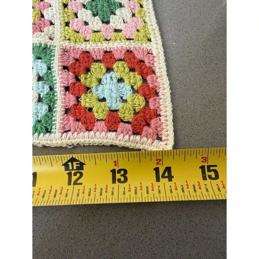 Handmade Crochet Granny Square Bandana Kerchief Scarf Cottagecore Boho Tie Back